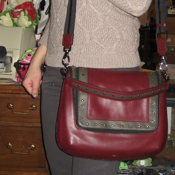 Anya Hindmarch Maxi Zip Studded Bi-Color Hobo/ Shoulder Bag - Picture 11 of 14